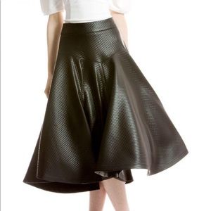 Quilted Leather A-Line Skirt